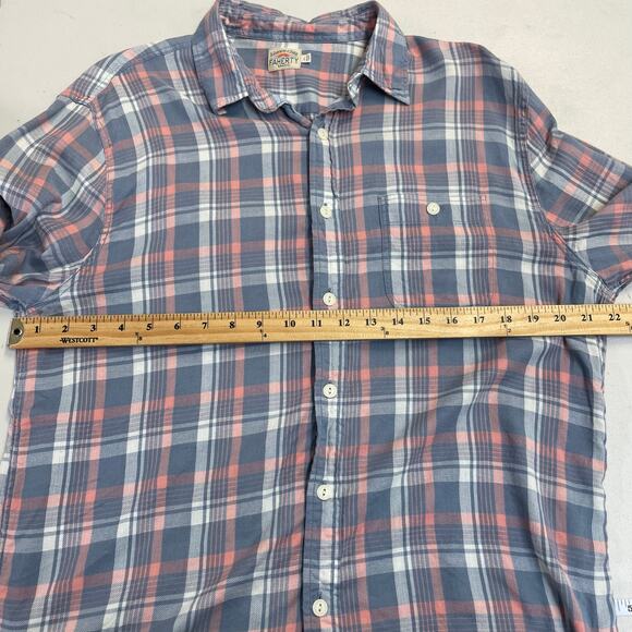 Faherty gray orange plaid button up down long sleeve men's shirt size Large - Picture 9 of 11